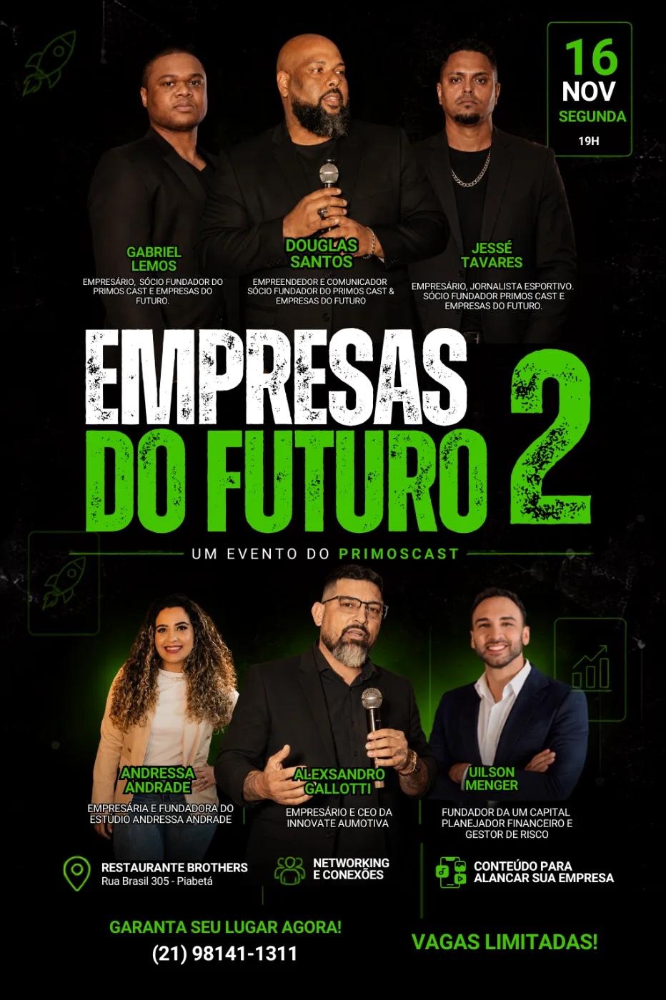 Cartaz oficial Empresas do Futuro 2 — 16 de novembro, 19h